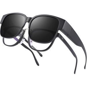 Polarized Fit Over Sunglasses: Wear Over Glasses Sunglasses Wrap Around Fitover Shades for Men Women UV Protection